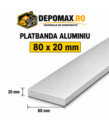 Platbanda aluminiu 80 x 20 mm, 6 metri (EN-AW 6060)